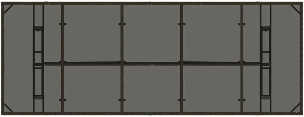 Stalas su stikliniu stalviršiu, rudas, 240x90x75cm, poliratanas