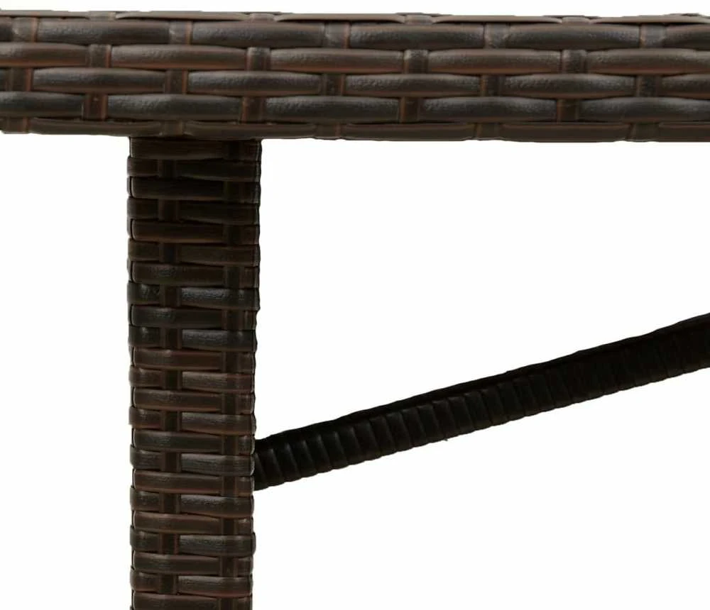 Stalas su stikliniu stalviršiu, rudas, 240x90x75cm, poliratanas