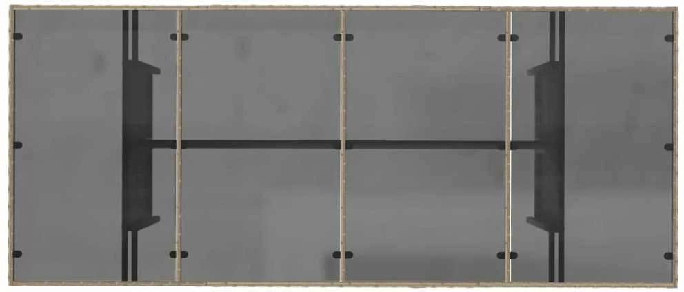 Stalas su stikliniu stalviršiu, smėlio, 190x80x74cm, PE ratanas