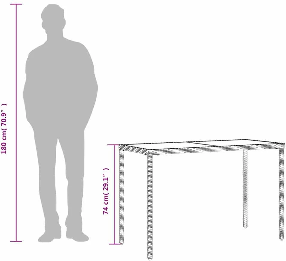Stalas su stikliniu stalviršiu, smėlio, 115x54x74cm, PE ratanas