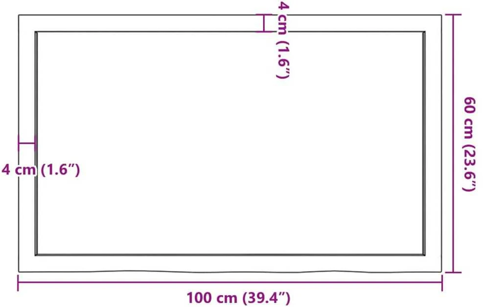 Stalviršis, 100x60x(2-6)cm, neapdorotas ąžuolo medienos masyvas