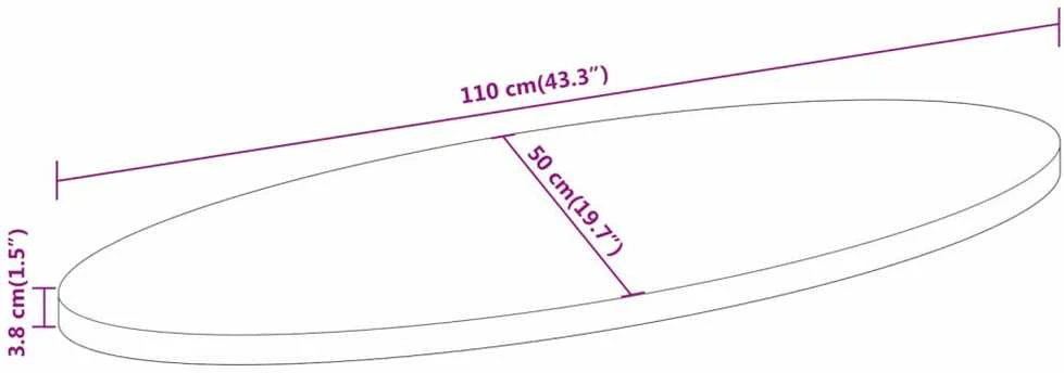 Stalviršis, 110x50x3,8cm, akacijos masyvas, ovalo formos