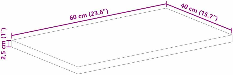 Stalviršis, 60x40x2,5cm, mango medienos masyvas, stačiakampis