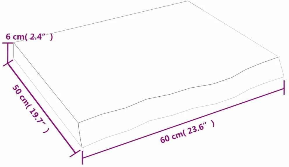 Stalviršis, 60x50x(2–6)cm, neapdorotas ąžuolo medienos masyvas
