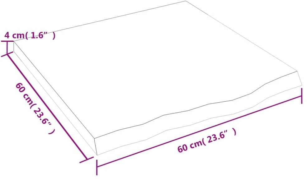 Stalviršis, 60x60x(2–4)cm, neapdorotas ąžuolo medienos masyvas