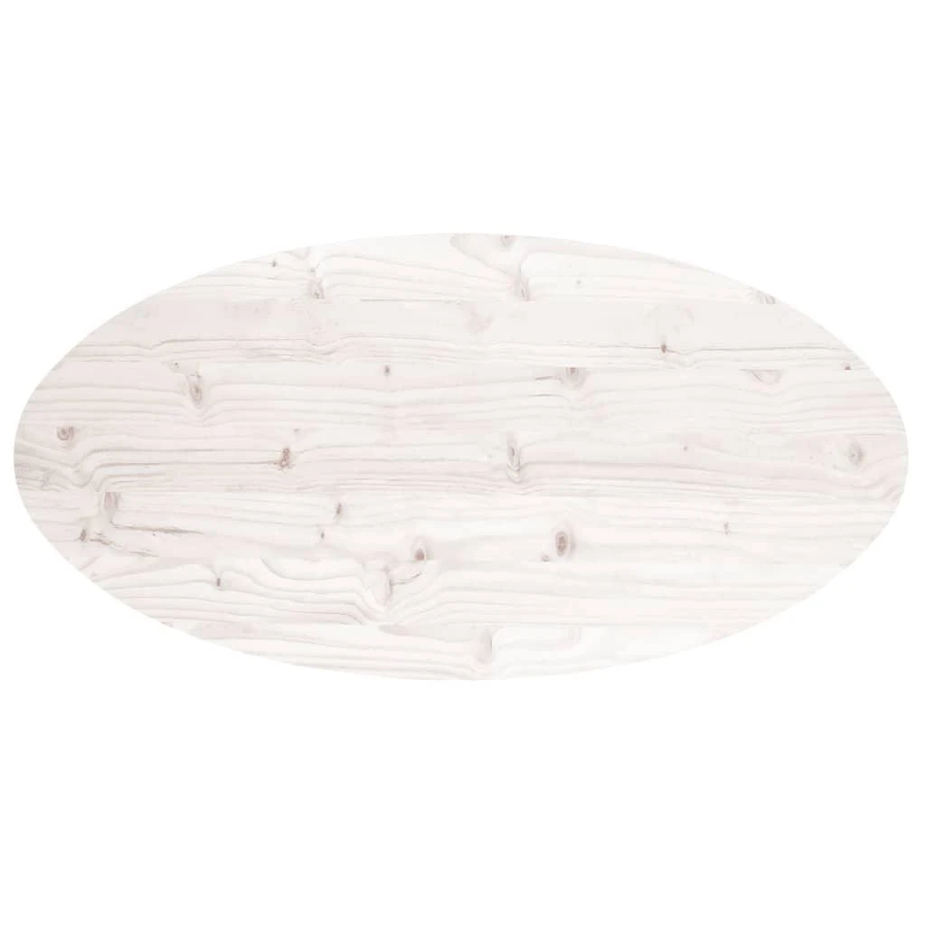 Stalviršis, baltas, 100x50x2,5cm, pušies masyvas, ovalus