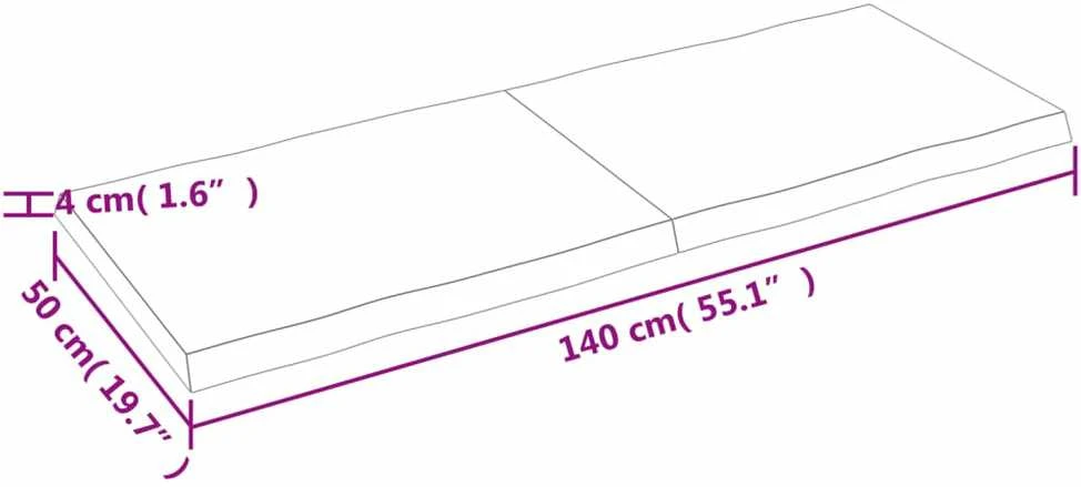 Stalviršis, šviesiai rudas, 140x50x(2-4) cm, medienos masyvas