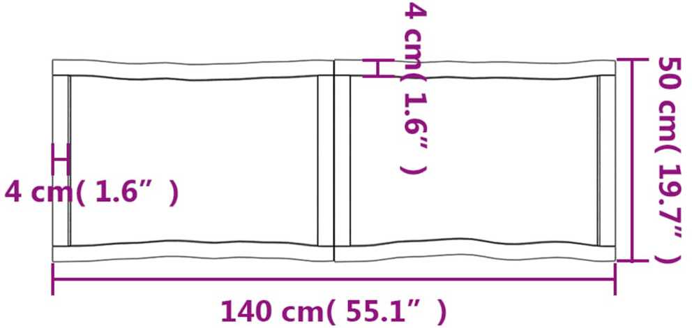 Stalviršis, šviesiai rudas, 140x50x(2-6) cm, medienos masyvas