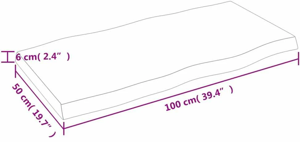 Stalviršis, tamsiai ruda, 100x50x(2-6) cm, medienos masyvas