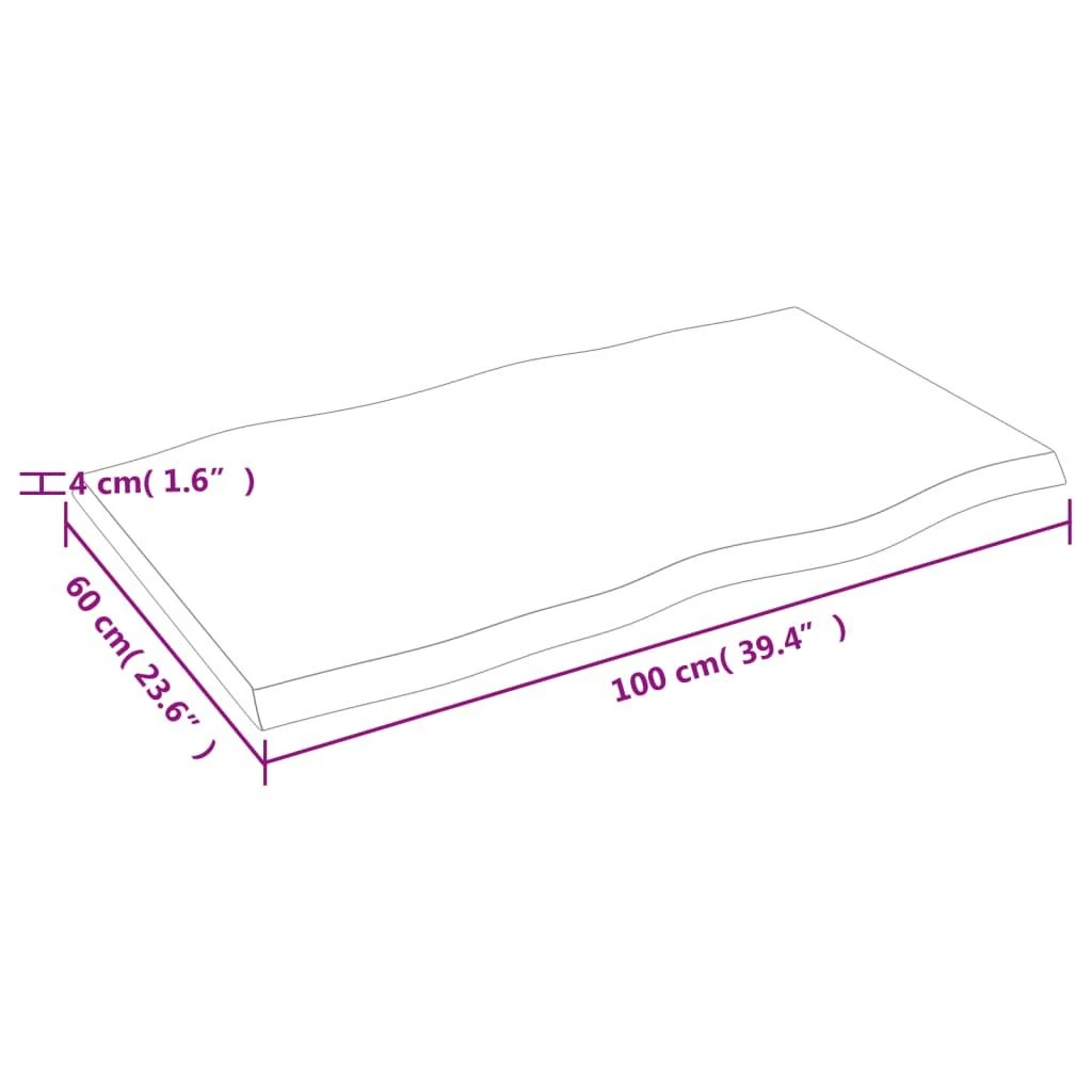 Stalviršis, tamsiai ruda, 100x60x(2-4) cm, medienos masyvas