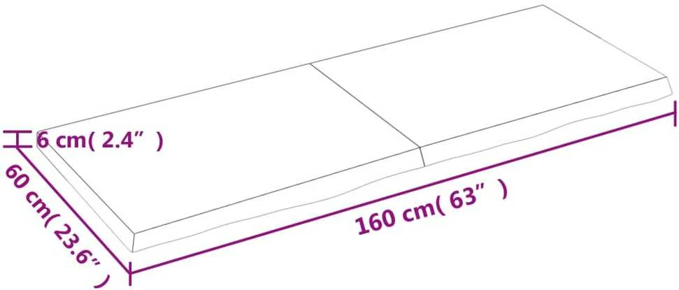 Stalviršis, tamsiai rudas, 160x60x(2-6) cm, ąžuolo masyvas