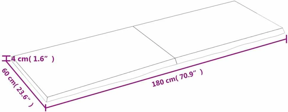 Stalviršis, tamsiai rudas, 180x60x(2-4) cm, ąžuolo masyvas