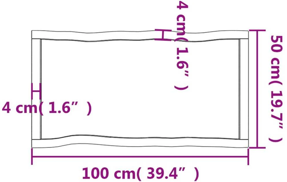 Stalviršis, tamsiai ruda, 100x50x(2-6) cm, medienos masyvas