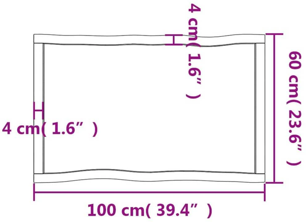 Stalviršis, tamsiai ruda, 100x60x(2-4) cm, medienos masyvas