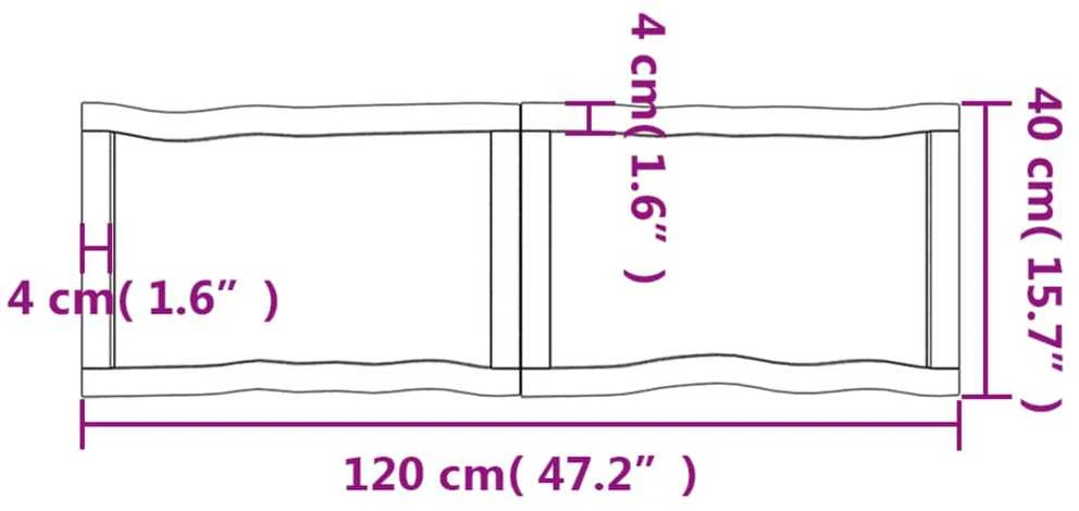 Stalviršis, tamsiai pilkas, 120x40x6cm, ąžuolo medienos masyvas