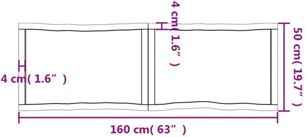 Stalviršis, tamsiai ruda, 160x50x(2-4) cm, medienos masyvas