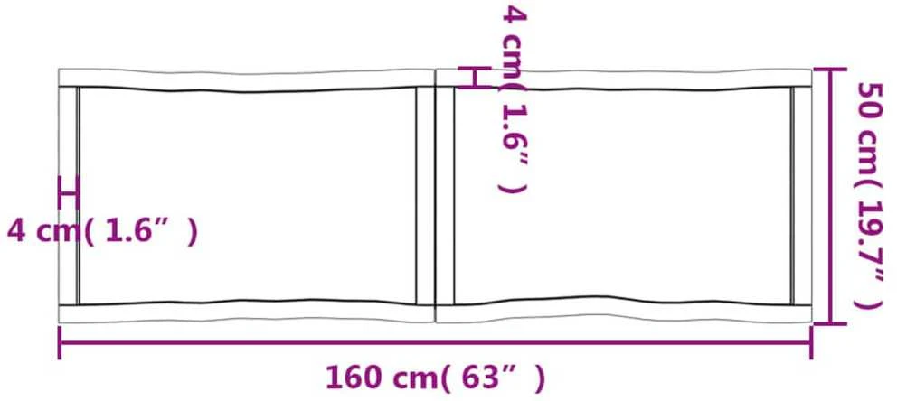 Stalviršis, tamsiai ruda, 160x50x(2-6) cm, medienos masyvas