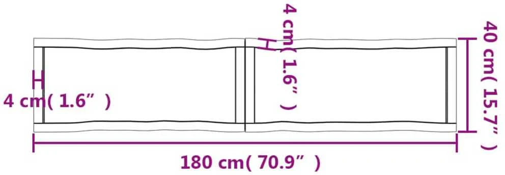 Stalviršis, tamsiai ruda, 180x40x(2-6) cm, medienos masyvas