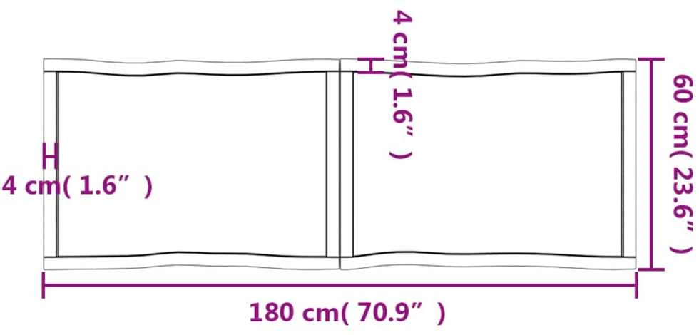 Stalviršis, tamsiai ruda, 180x60x(2-4) cm, medienos masyvas