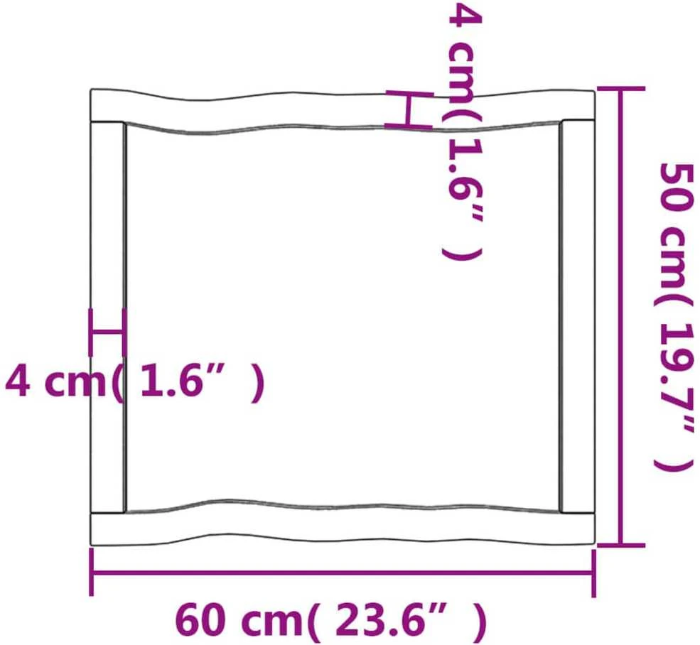 Stalviršis, tamsiai ruda, 60x50x(2–6)cm, medienos masyvas