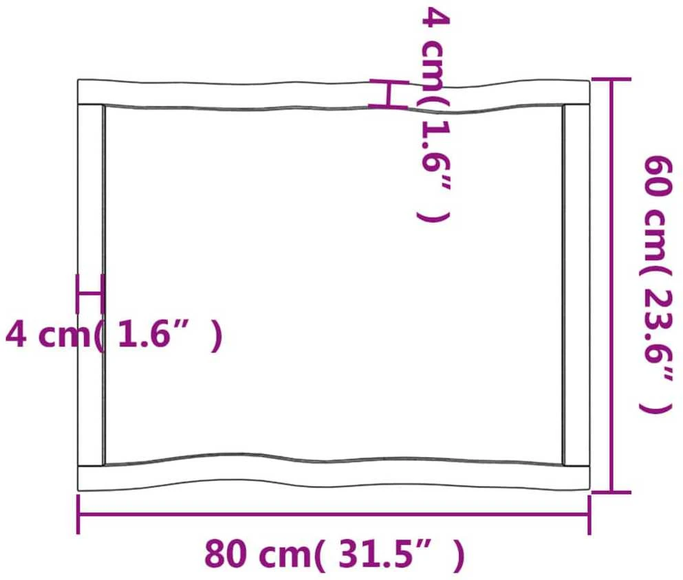 Stalviršis, tamsiai ruda, 80x60x(2-4) cm, medienos masyvas