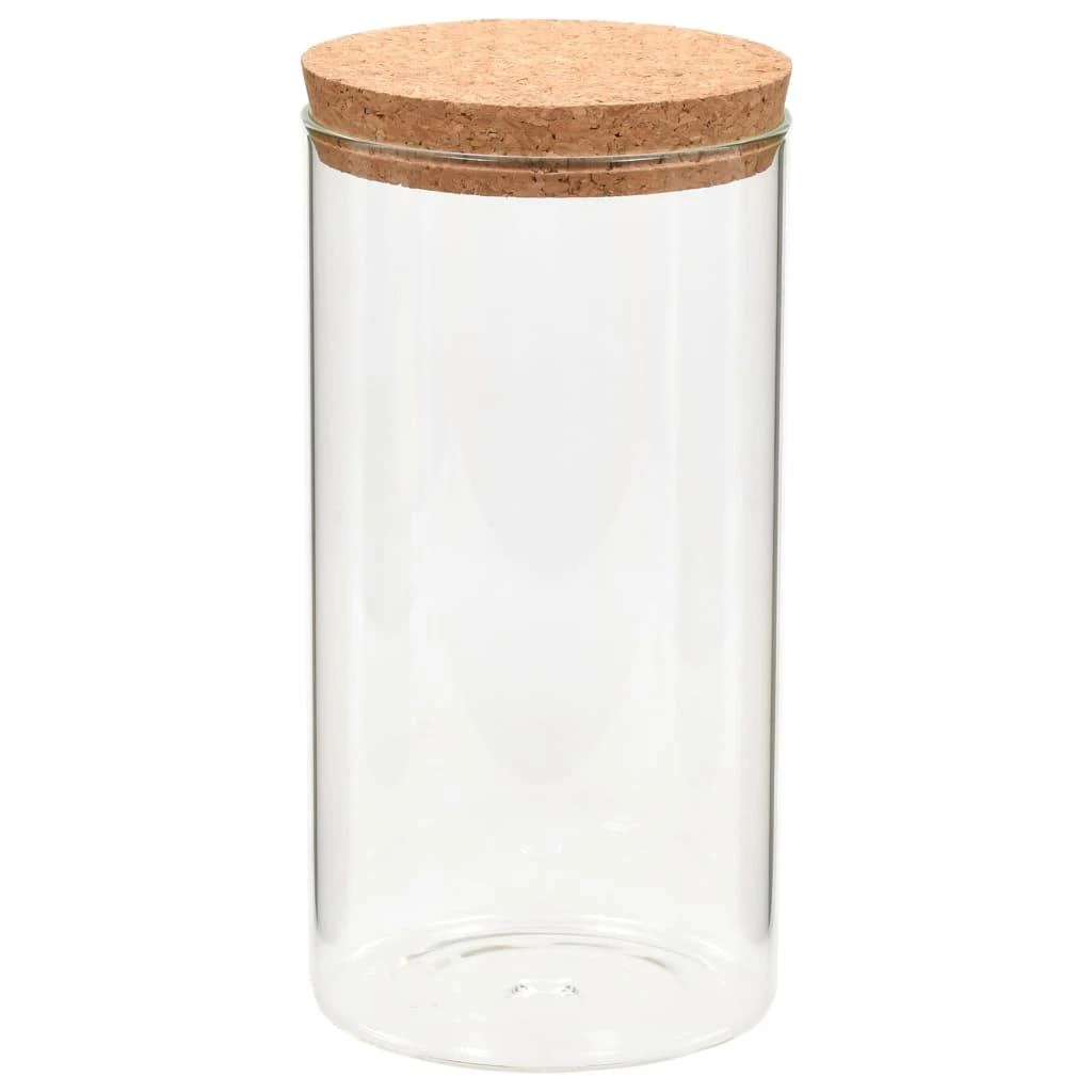 Stikliniai indai su kamštiniais dangteliais, 6vnt., 1400ml