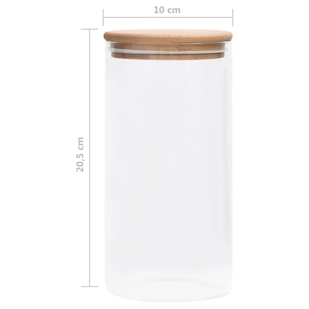 Stikliniai indai su kamštiniais dangteliais, 4vnt., 1200ml