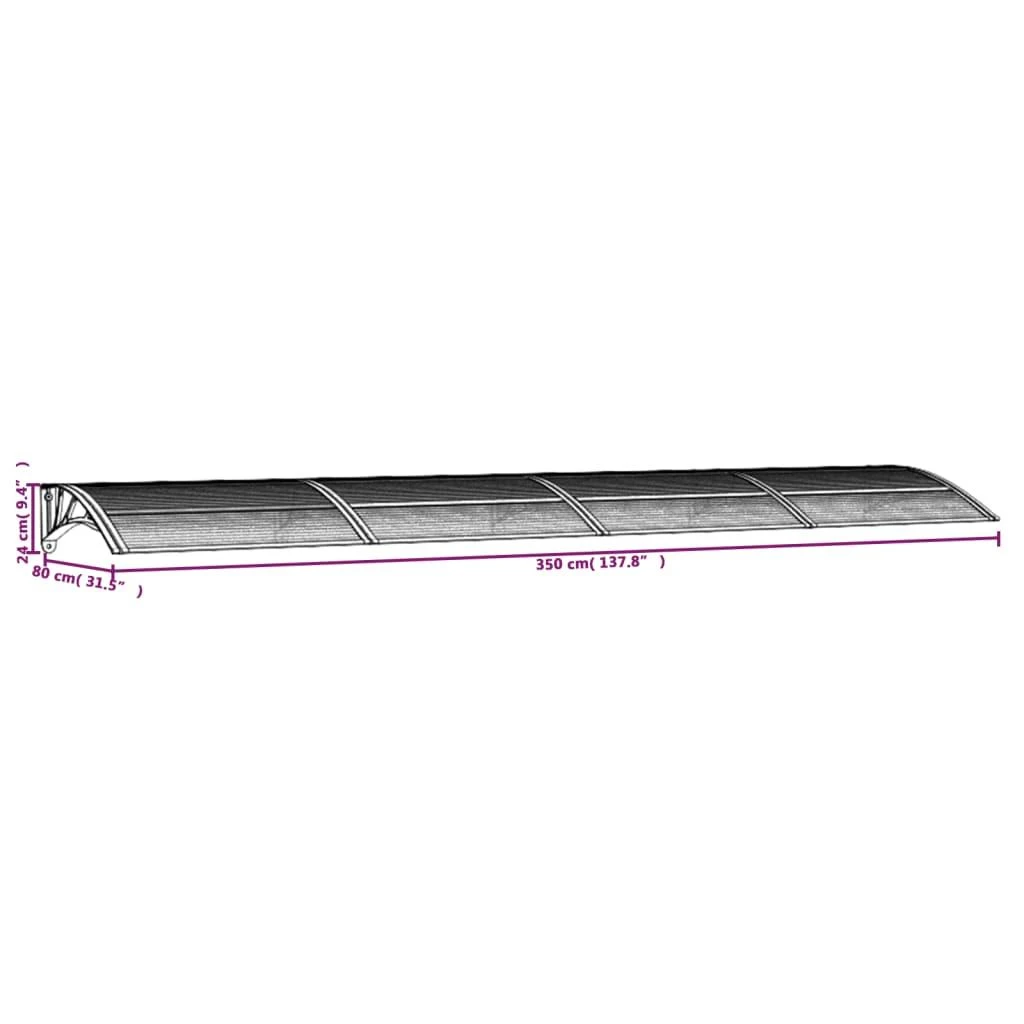 Stogelis durims, juodos spalvos, 350x75cm, polikarbonatas