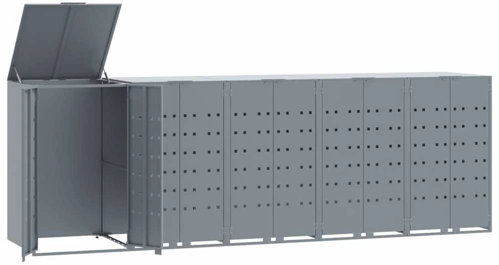 Stoginė penkiems konteineriams, pilka, 345x79x117cm, plienas