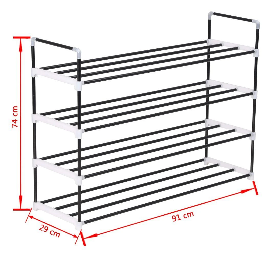 Stovas batams, 4 lentynos, metalas ir plastikas, juodas
