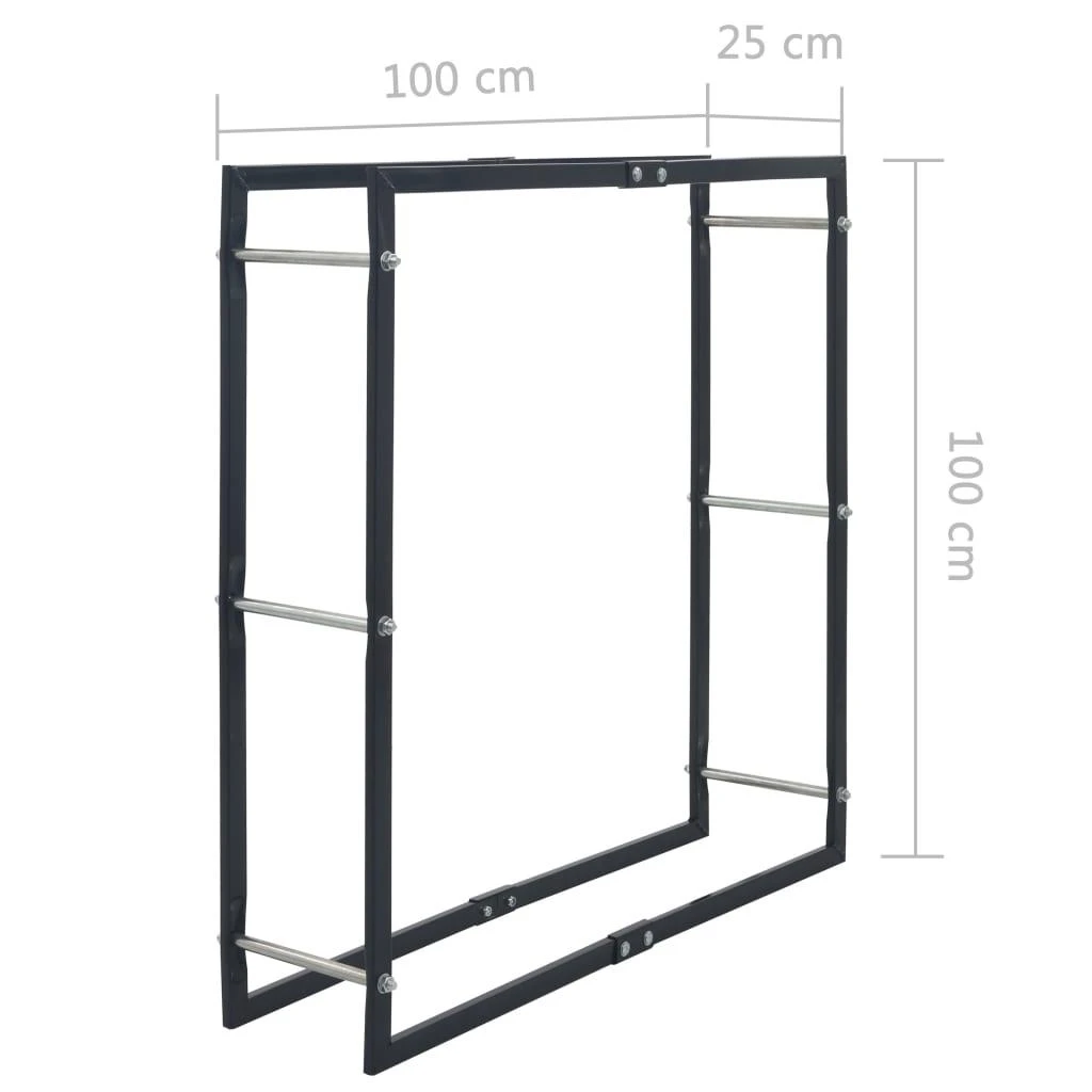Stovas malkoms, juodos spalvos, 100x25x100cm, plienas