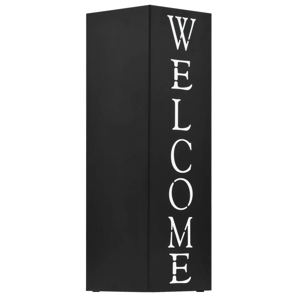 Stovas skėčiams, su užrašu Welcome, plieno, juodas