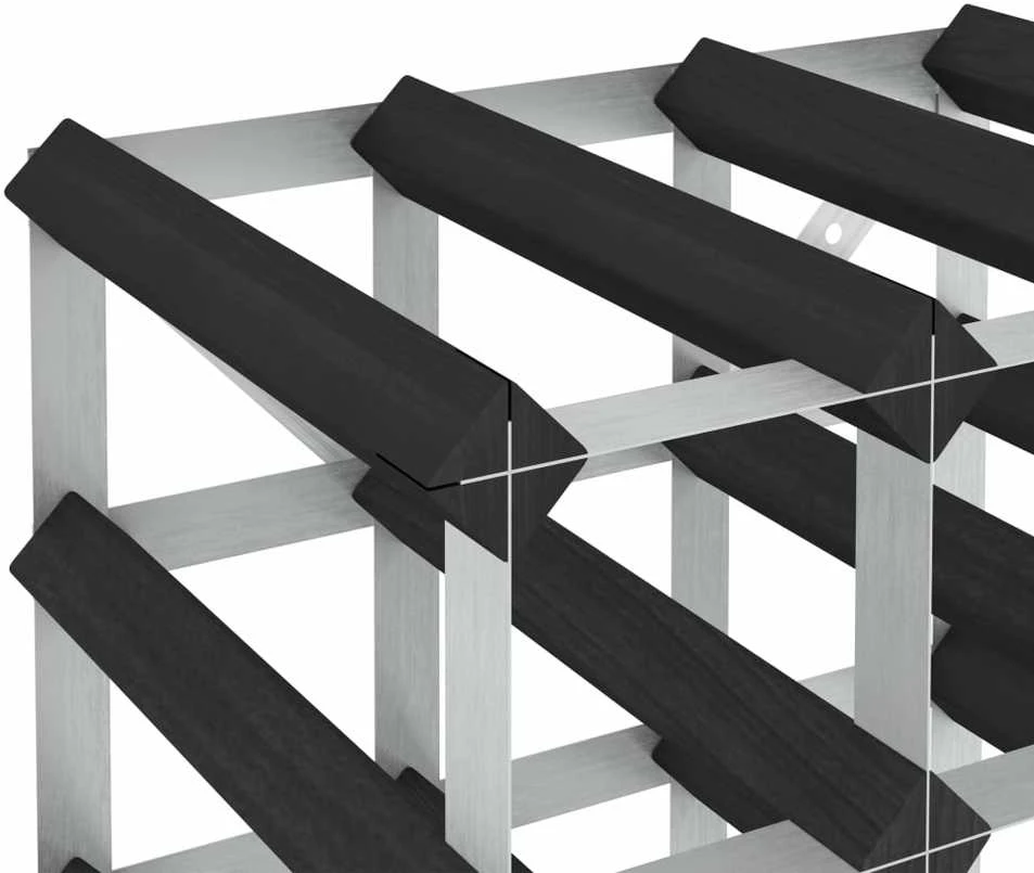 Stovas vynui skirtas 12 butelių, juodas, pušies masyvas