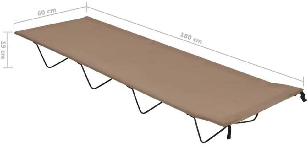 Stovyklavimo gultas, taupe, 180x60x19cm, audinys ir plienas