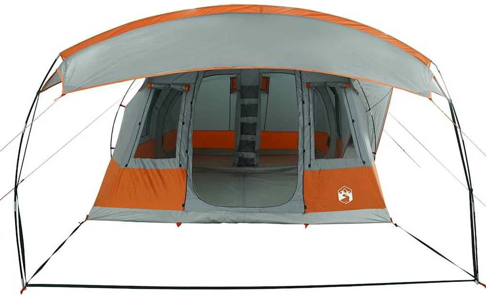 Stovyklavimo palapinė, pilka ir oranžinė, penkiavietė, tunelinė