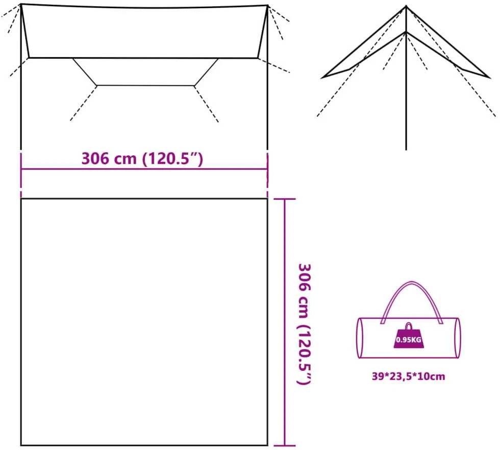 Stovyklavimo tentas, kamufliažinis, 306x306cm