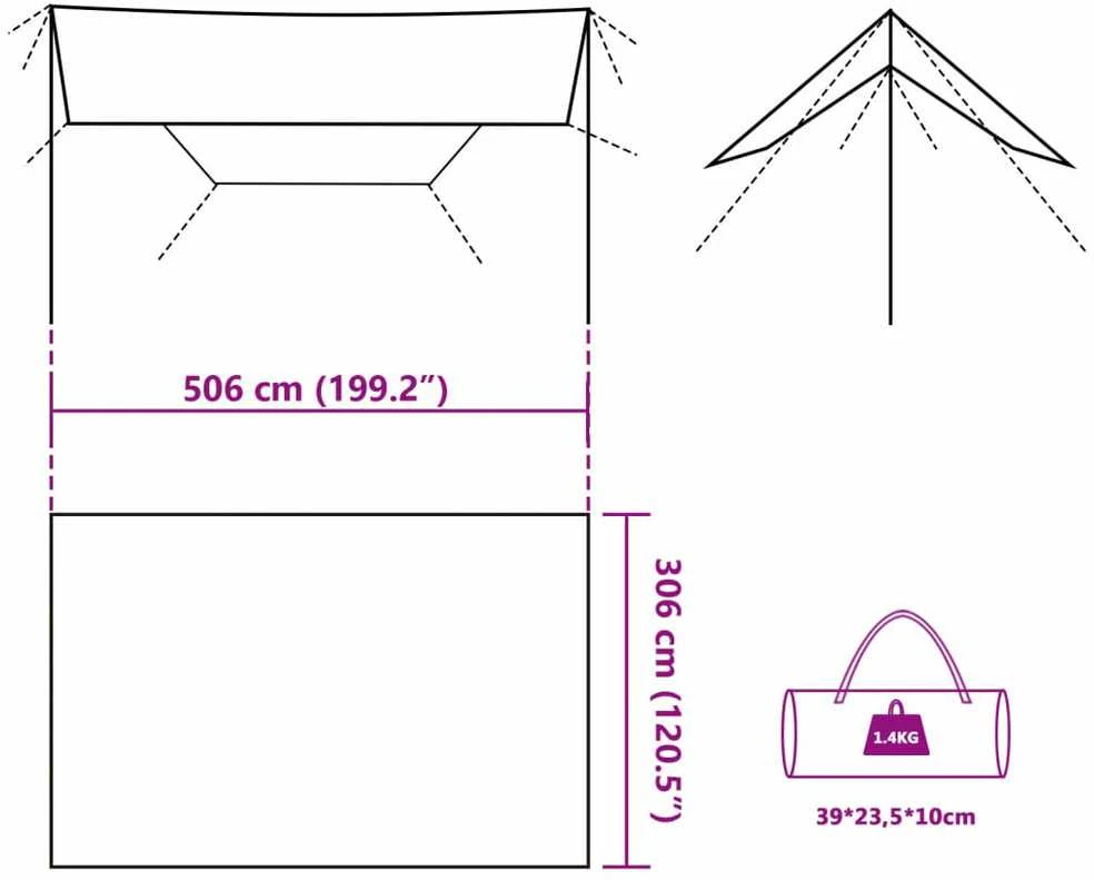 Stovyklavimo tentas, kamufliažinis, 506x306cm