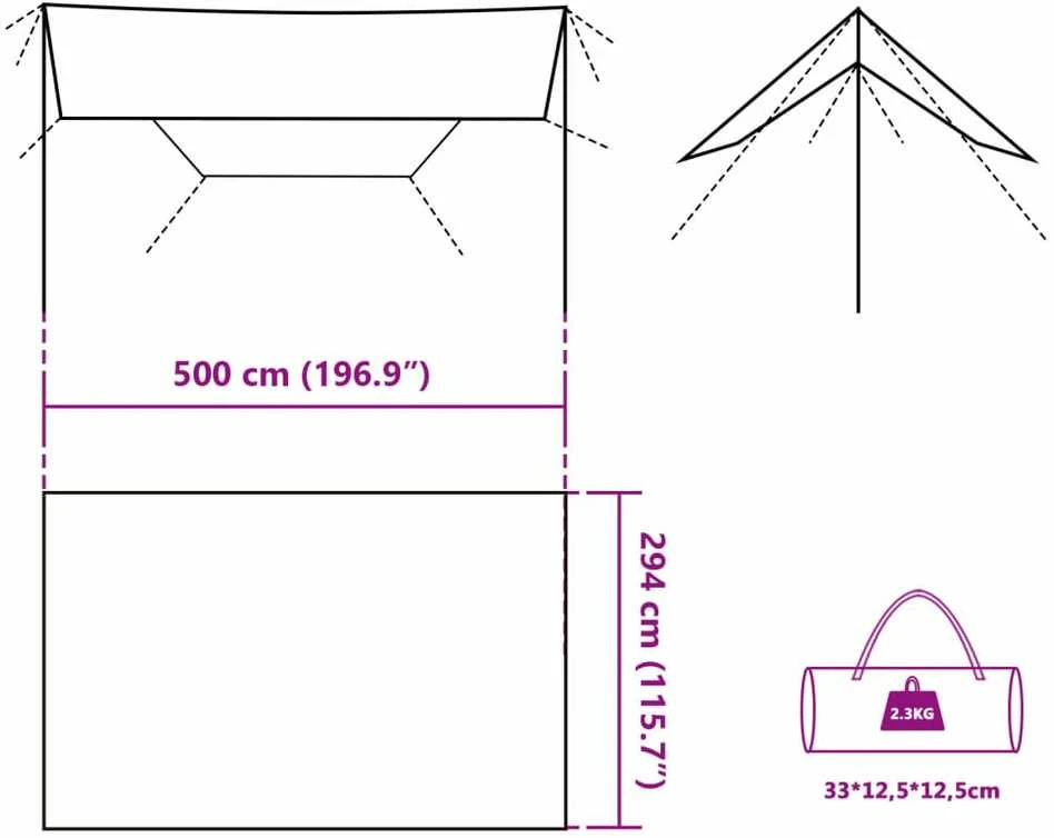 Stovyklavimo tentas, žalias, 500x294cm, atsparus vandeniui