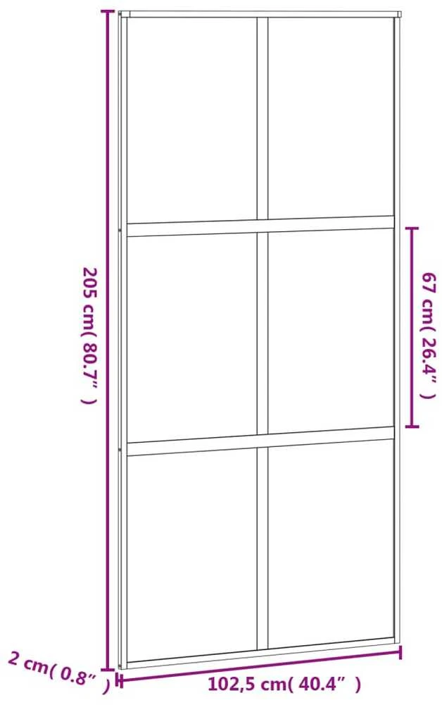 Stumdomos durys, baltos, 102,5x205cm, stiklas ir aliuminis