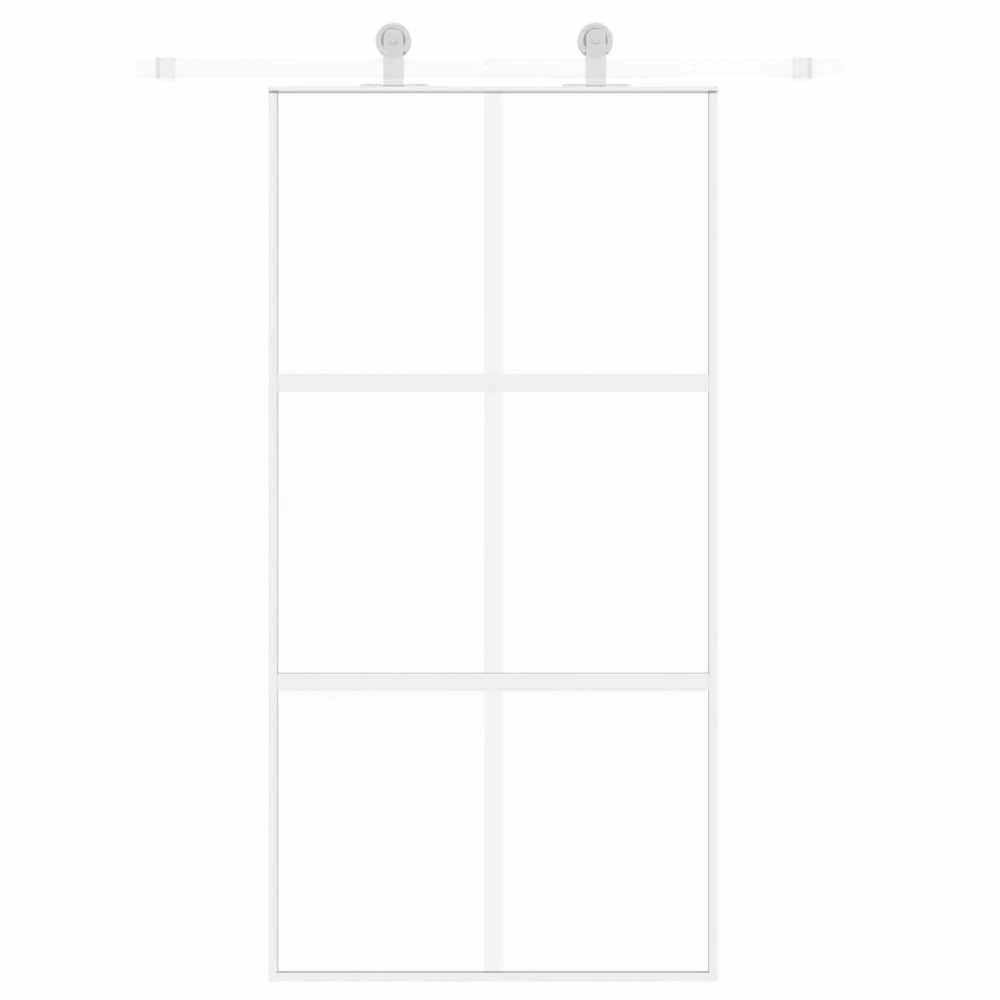 Stumdomos durys, baltos, 102,5x205cm, stiklas ir aliuminis