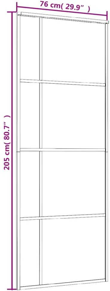 Stumdomos durys, baltos, 76x205cm, ESG stiklas ir aliuminis