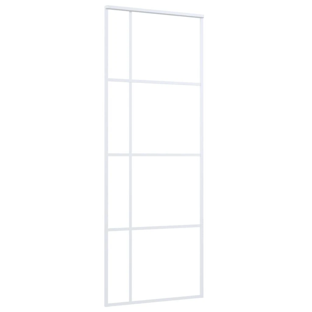 Stumdomos durys, baltos, 76x205cm, ESG stiklas ir aliuminis