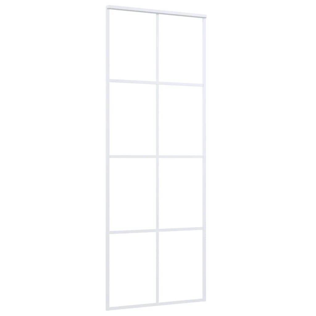 Stumdomos durys, baltos, 76x205cm, ESG stiklas ir aliuminis