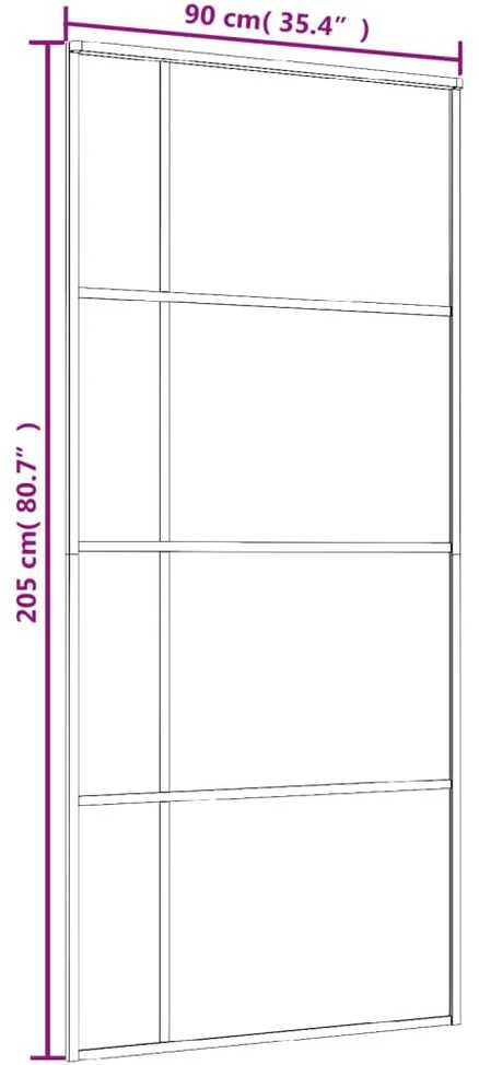 Stumdomos durys, baltos, 90x205cm, ESG stiklas ir aliuminis