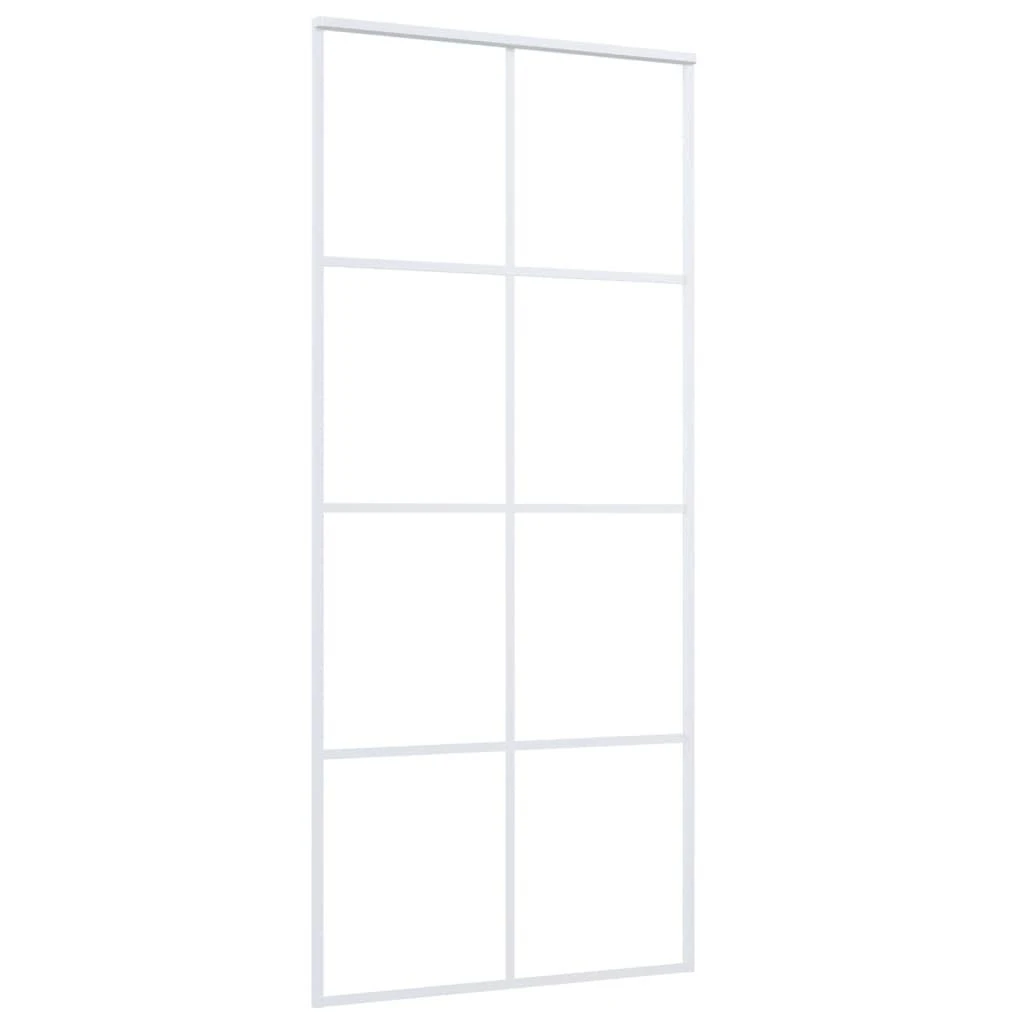 Stumdomos durys, baltos, 90x205cm, ESG stiklas ir aliuminis