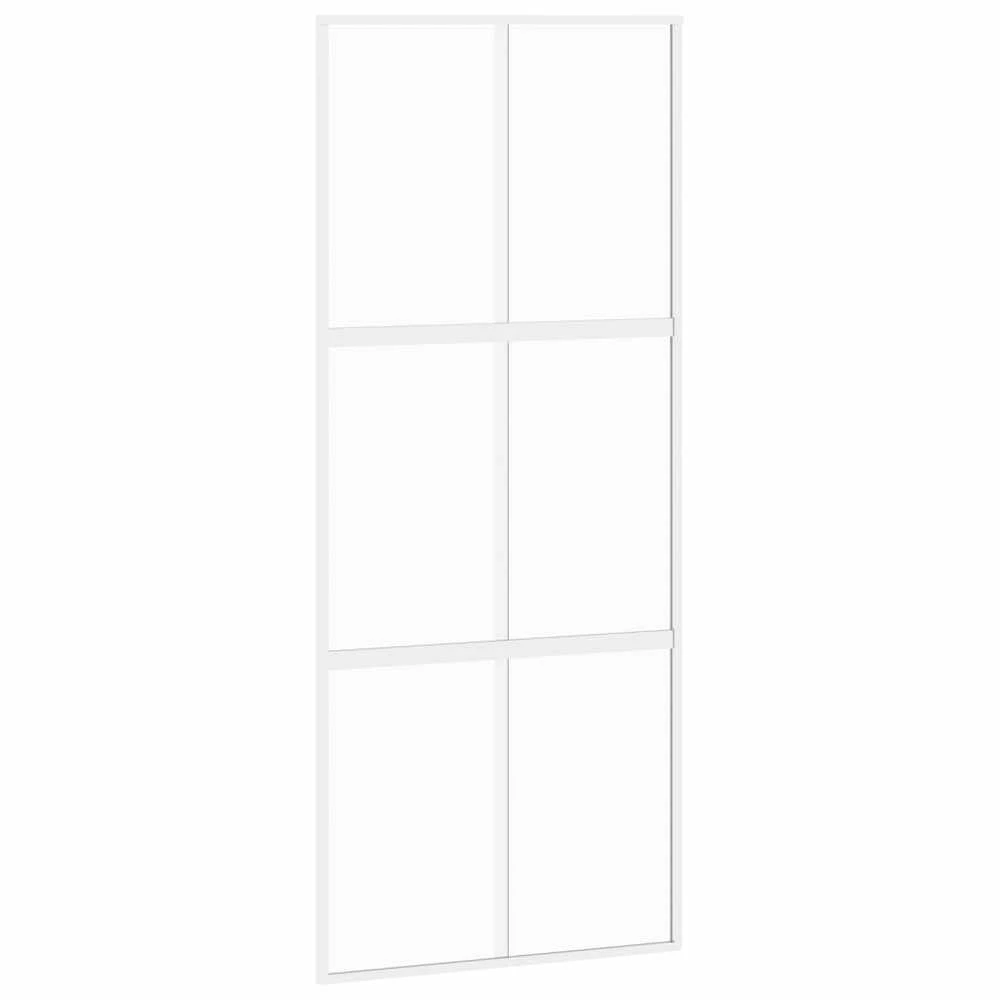 Stumdomos durys, baltos, 90x205cm, grūdintas stiklas/aliuminis