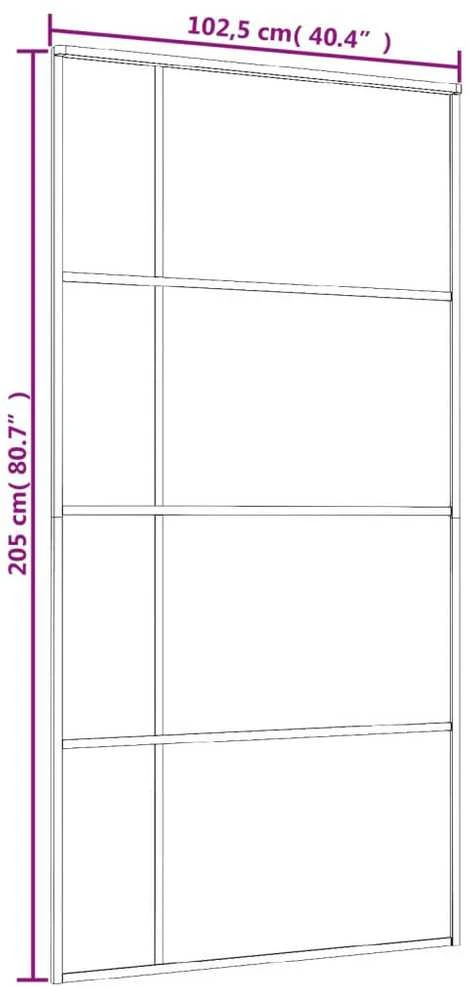 Stumdomos durys, juodos, 102,5x205cm, ESG stiklas ir aliuminis