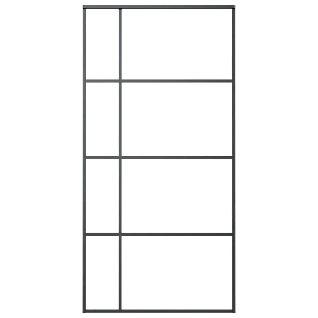 Stumdomos durys, juodos, 102,5x205cm, ESG stiklas ir aliuminis
