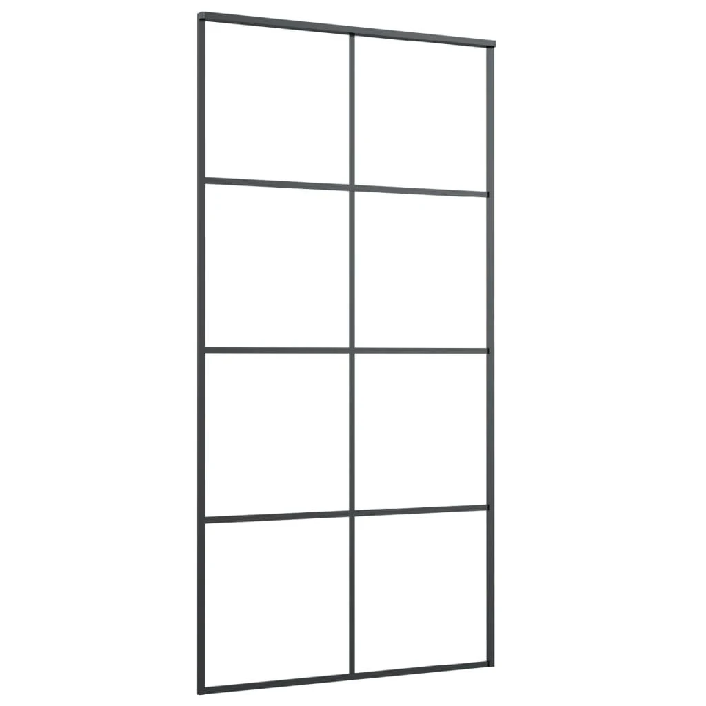 Stumdomos durys, juodos, 102,5x205cm, ESG stiklas ir aliuminis