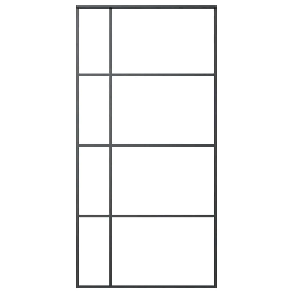 Stumdomos durys, juodos, 102,5x205cm, ESG stiklas ir aliuminis